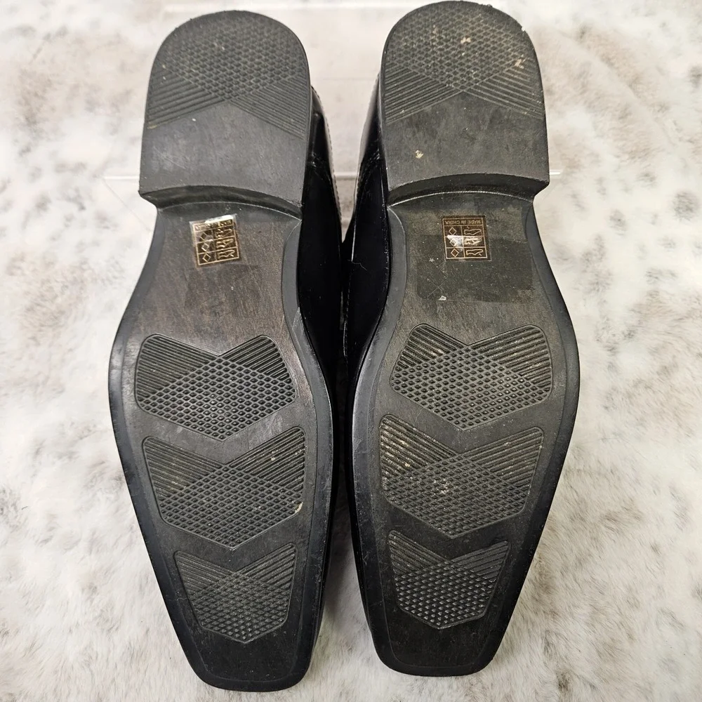 Tim Evans Black Faux Croc Square Toe Dress Shoes 8 Business Dark Acacemia Formal